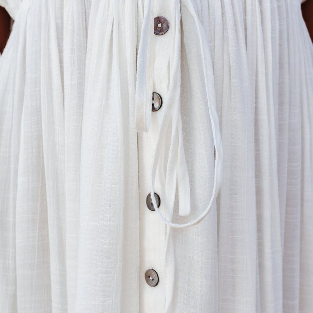 ANIKA POCKETED BUTTON DOWN RUFFLE MAXI DRESS - MARSHMALLOW - Picture 7 of 8